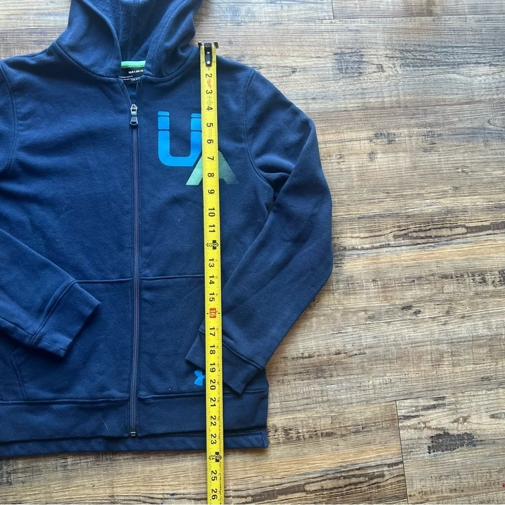 Under Armour Cold Gear Boys Hoodie Loose Full Zip Blue UA Logo Size Large